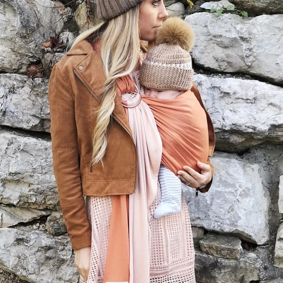 Echarpe de portage sans nœud - nude, caramel (réversible)
