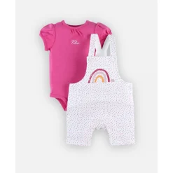 Ensemble bébé body et salopette arc en ciel 1 mois