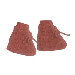Ensemble naissance bébé brassière, bonnet et chausson - terracotta