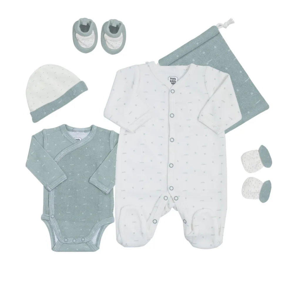 Ensemble naissance 6 pièces 0 mois - sauge