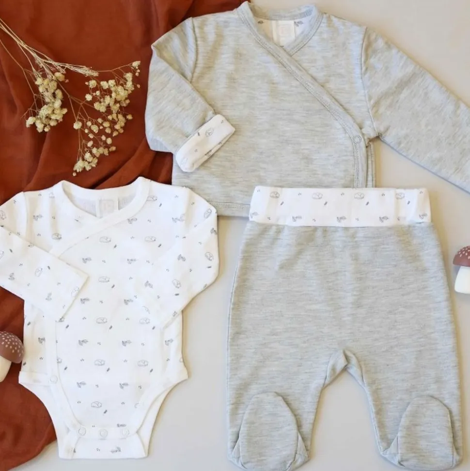 Ensemble naissance 3 pièces 3 mois - gris chiné
