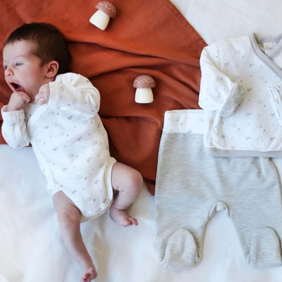 Ensemble naissance 3 pièces 3 mois - gris chiné
