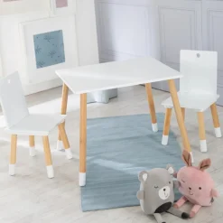 Ensemble table et chaises enfant blanc laqué