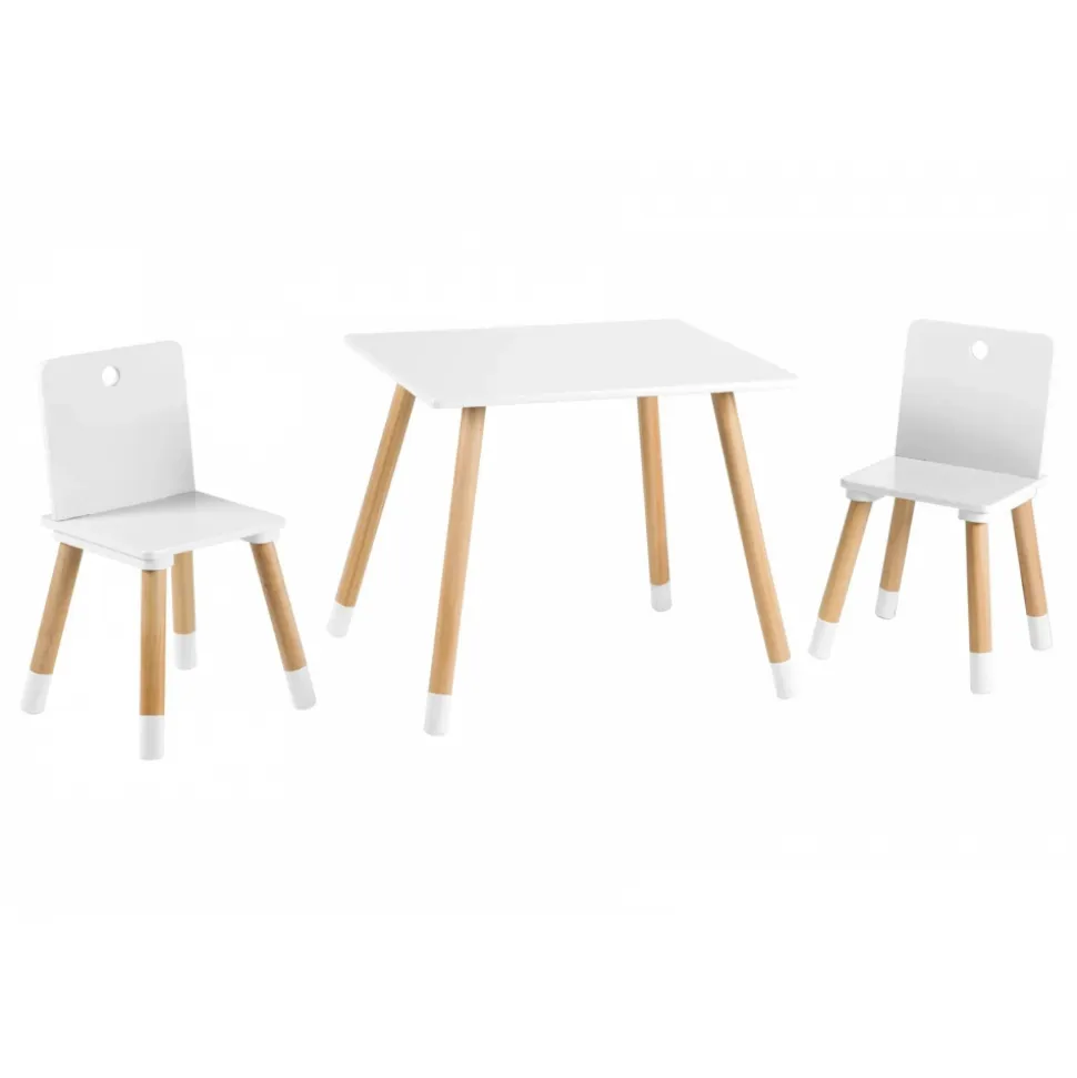 Ensemble table et chaises enfant blanc laqué