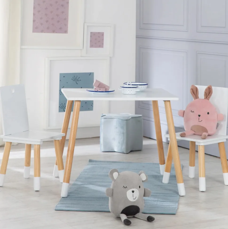 Ensemble table et chaises enfant blanc laqué