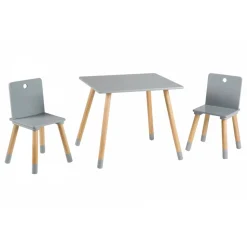 Ensemble table et chaises enfant gris laqué