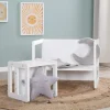 Ensemble tabouret et banc enfant réversible blanc
