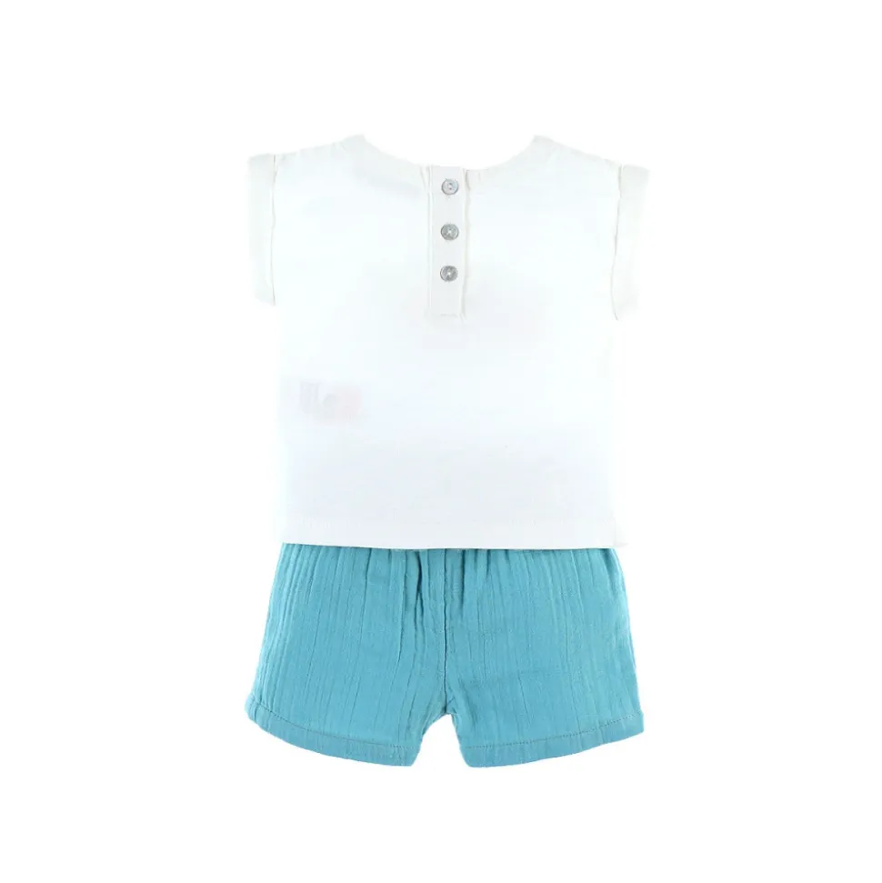 Ensemble t-shirt et short fleurs bio 6 mois