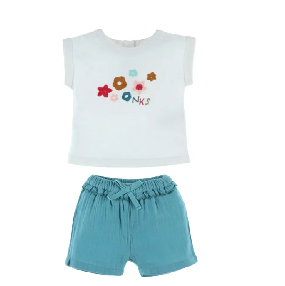 Ensemble t-shirt et short fleurs bio 6 mois