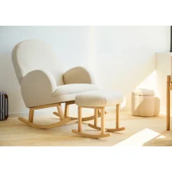 Fauteuil à bascule en lin beige