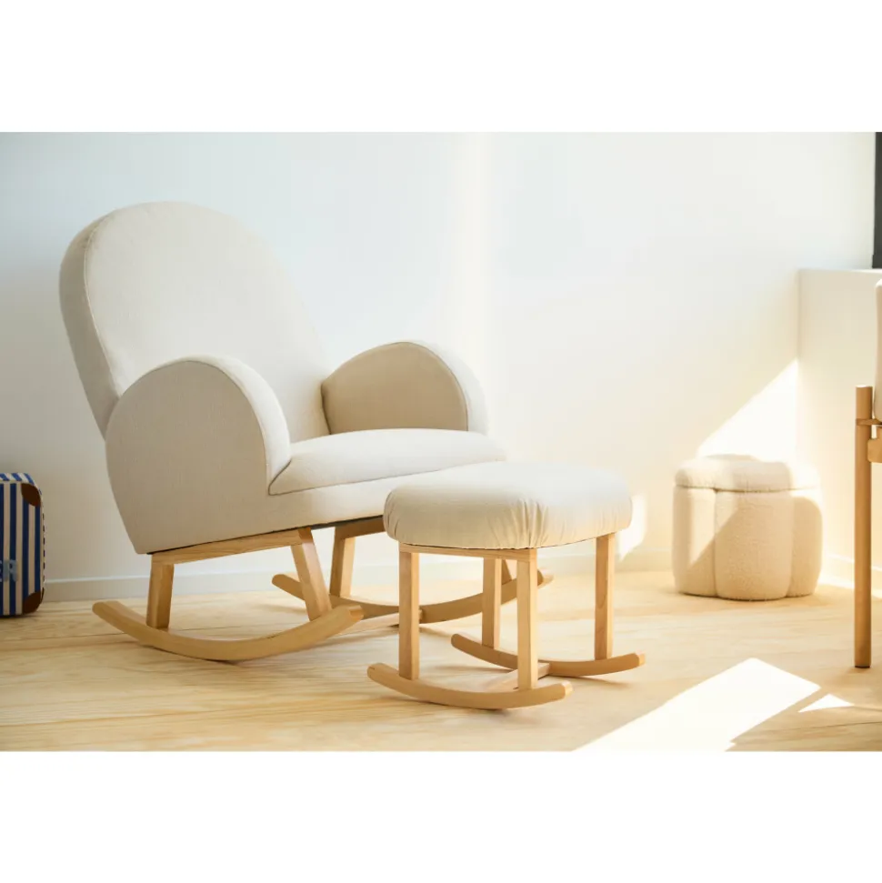 Fauteuil à bascule en lin beige