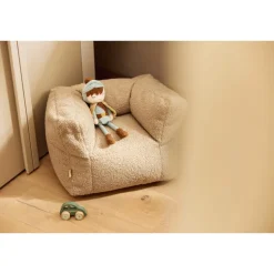 Fauteuil pouf enfant bouclette teddy warm sand