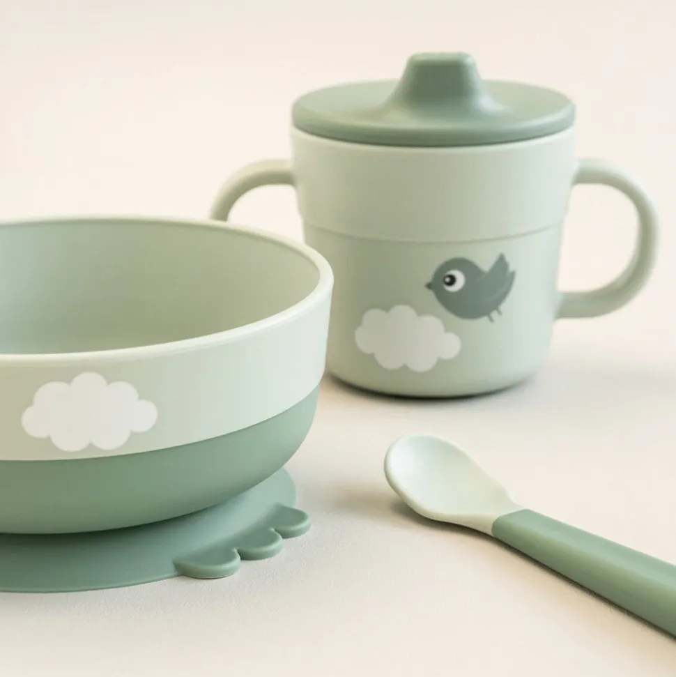 Foodie coffret premier repas happy clouds vert