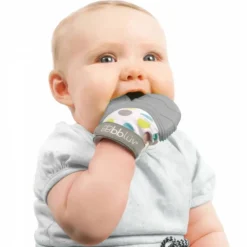 Gant de dentition en silicone souple pour bébé glüv gris
