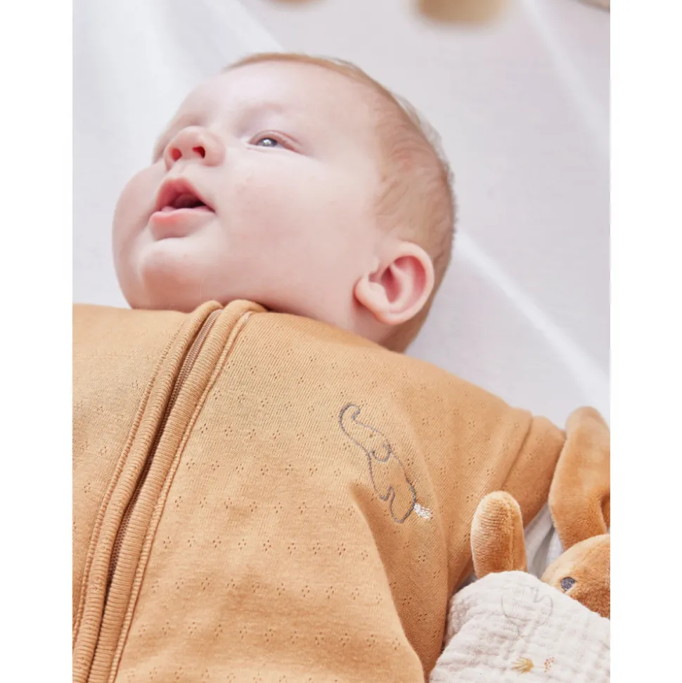 Gigoteuse 100cm jersey pointelle manches amovibles bali, moka & snow