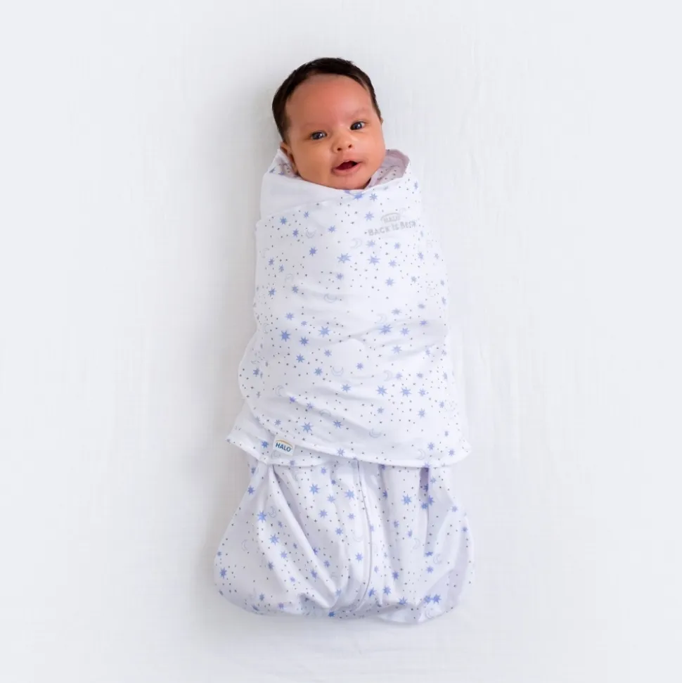 Gigoteuse d'emmaillotage été sleepsack 3-6 mois midnight moons blue