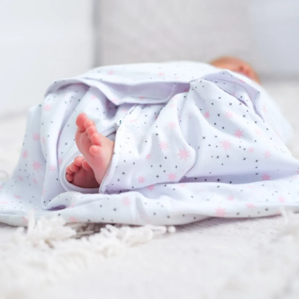 Gigoteuse d'emmaillotage été sleepsack 3-6 mois midnight moons pink