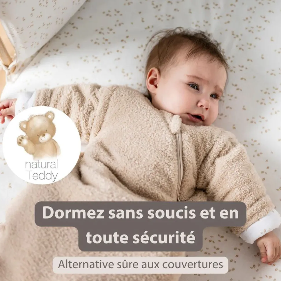 Gigoteuse hiver 0-6 mois manches détachable teddy bouclette beige