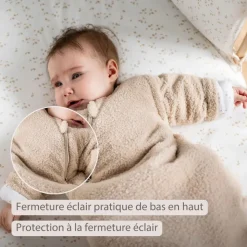 Gigoteuse hiver 0-6 mois manches détachable teddy bouclette beige