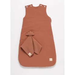 Gigoteuse 0-6 mois avec doudou mouchoir uni terracotta