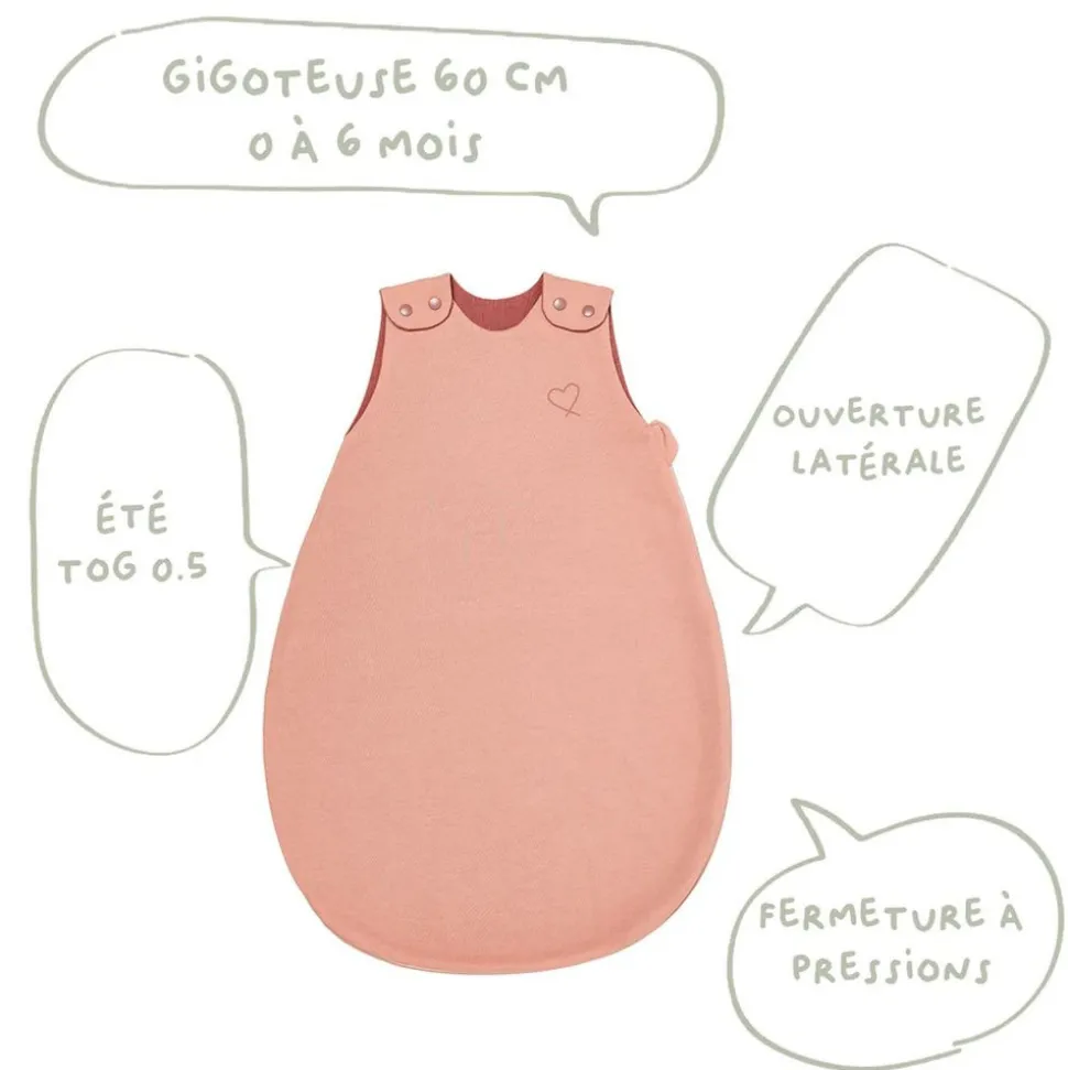 Gigoteuse naissance 0-6 mois rosée coeur