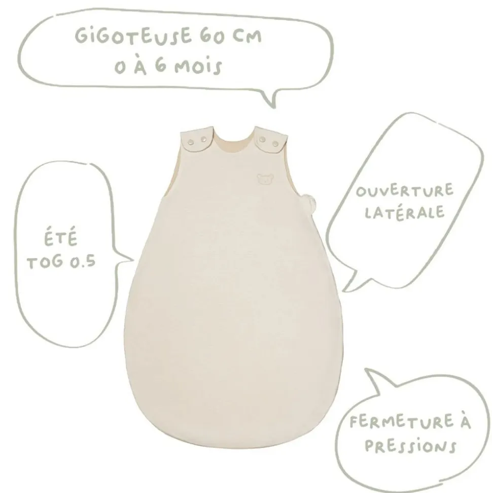 Gigoteuse naissance été sable ourson - 65cm