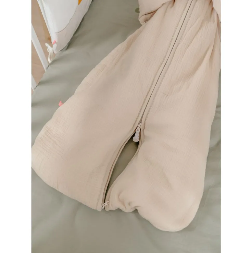 Gigoteuse nomade 100cm, mousseline de coton bio, 6-24 mois - beige