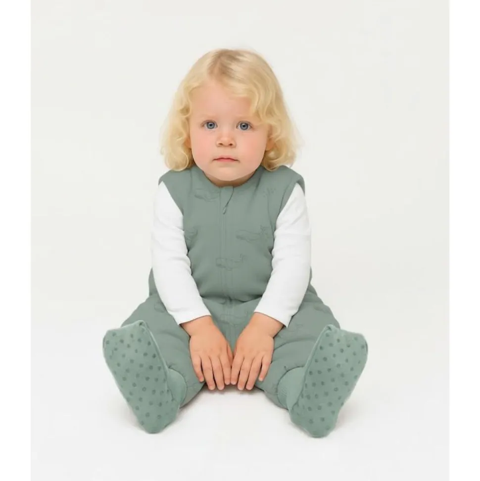 Gigoteuse à pieds avec chaussettes antidérapantes - 92 cm - vert baleine - tog 2.5