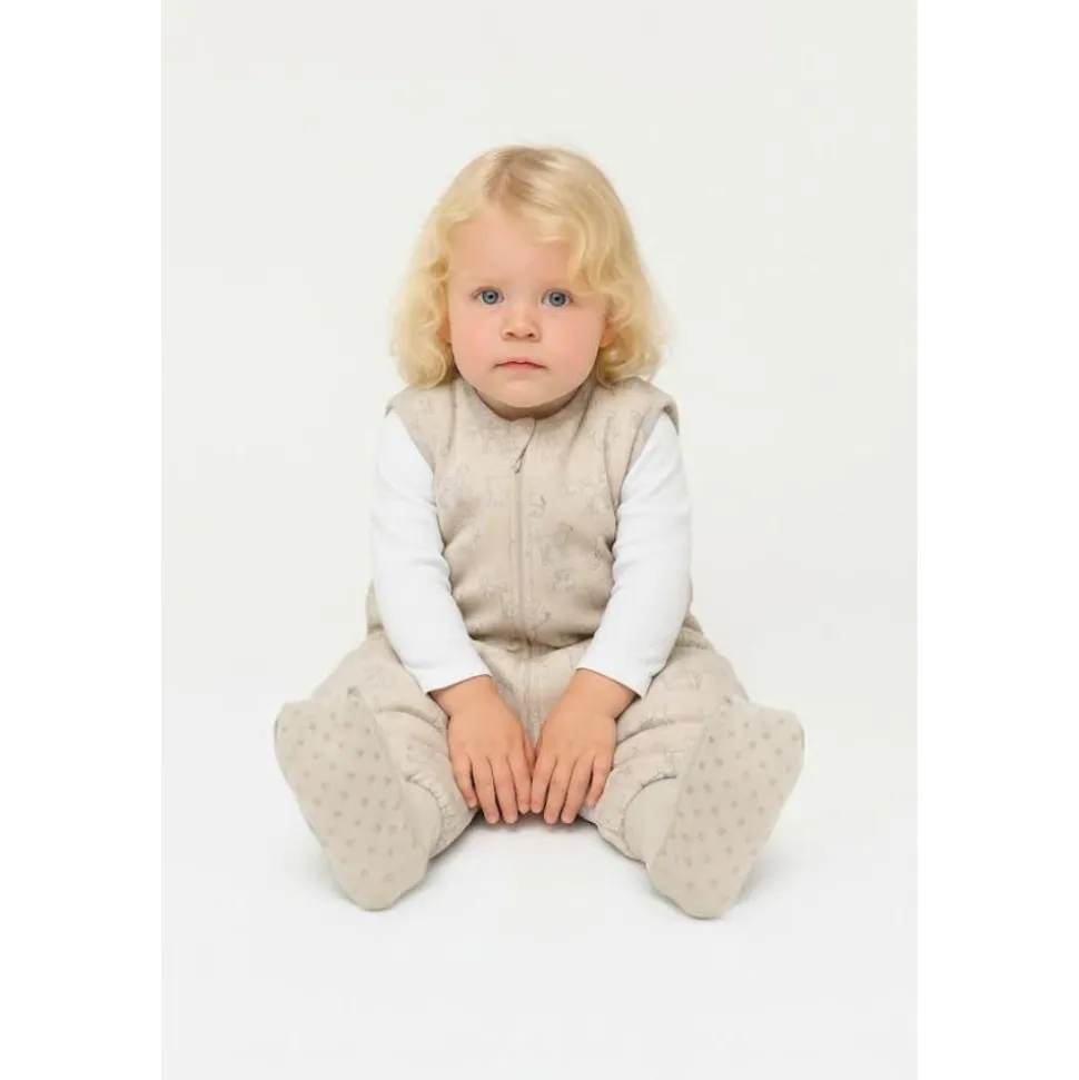 Gigoteuse à pieds avec chaussettes antidérapantes - 80 cm - chien beige - tog 2.5