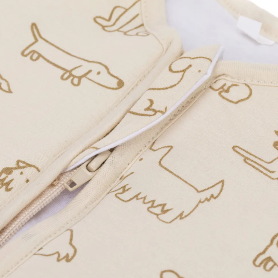 Gigoteuse à pieds avec chaussettes antidérapantes - 80 cm - chien beige - tog 2.5