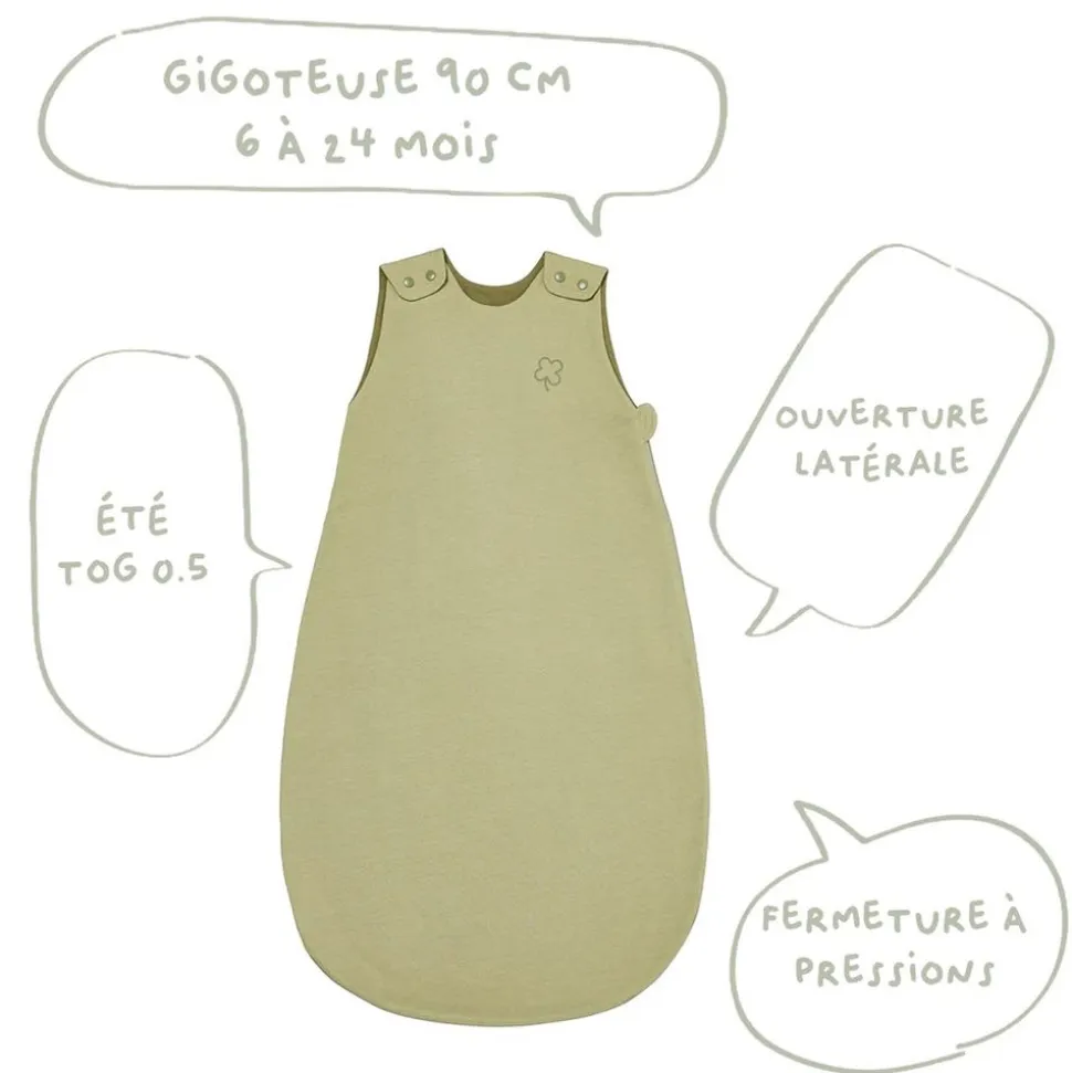 Gigoteuse été 6-24 mois tilleul trèfle