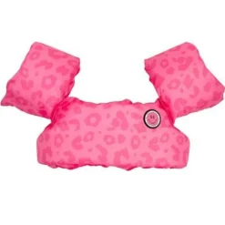 Gilet de natation avec brassards 2-6 ans - léopard rose