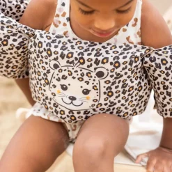 Gilet de natation avec brassards 2-6 ans - léopard beige