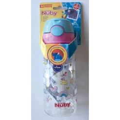 Gobelet paille souple et bouton push en tritan 540ml 3 ans+ rose