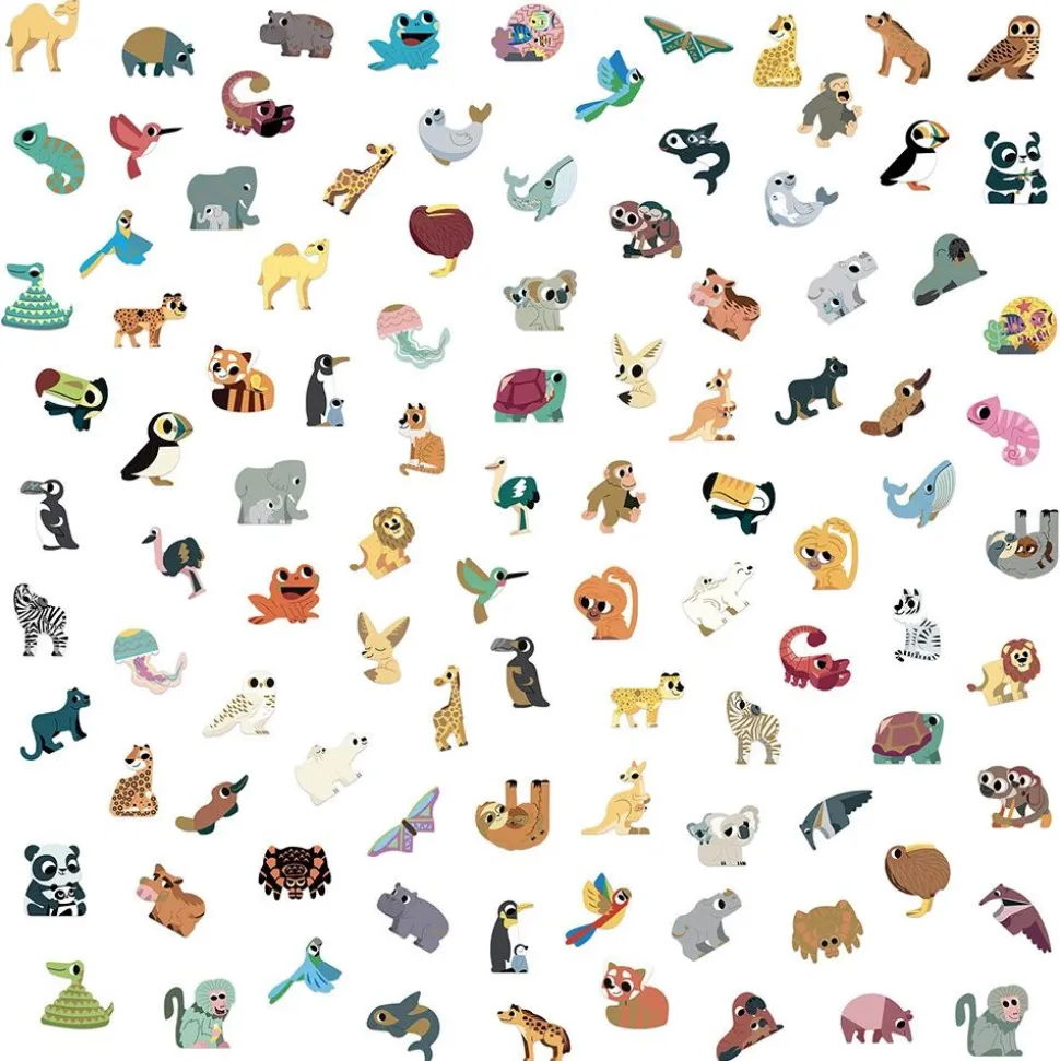 100 gommettes stickers animaux exotiques