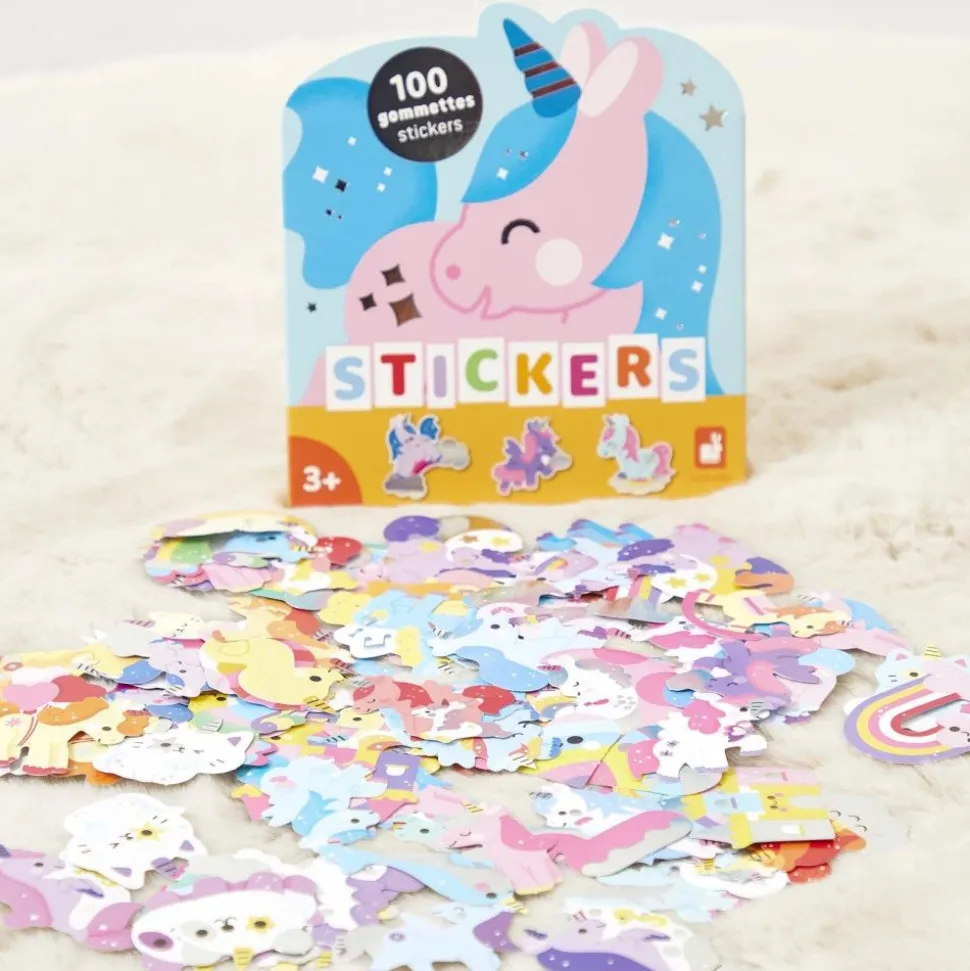 100 gommettes stickers licornes