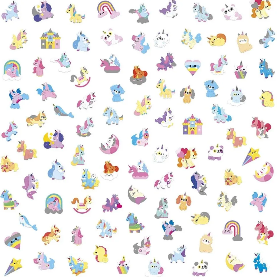 100 gommettes stickers licornes