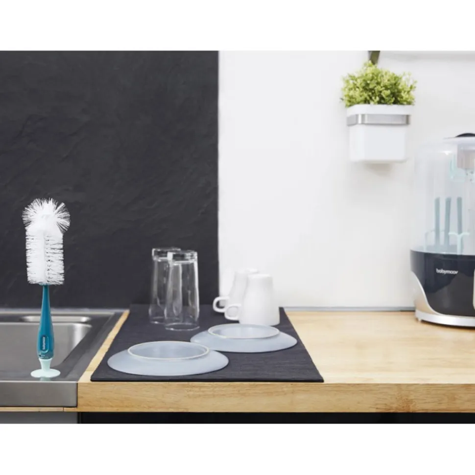 Goupillon pour biberon avec ventouse bleu