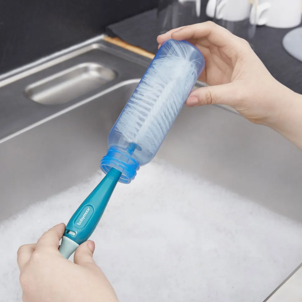 Goupillon pour biberon avec ventouse bleu