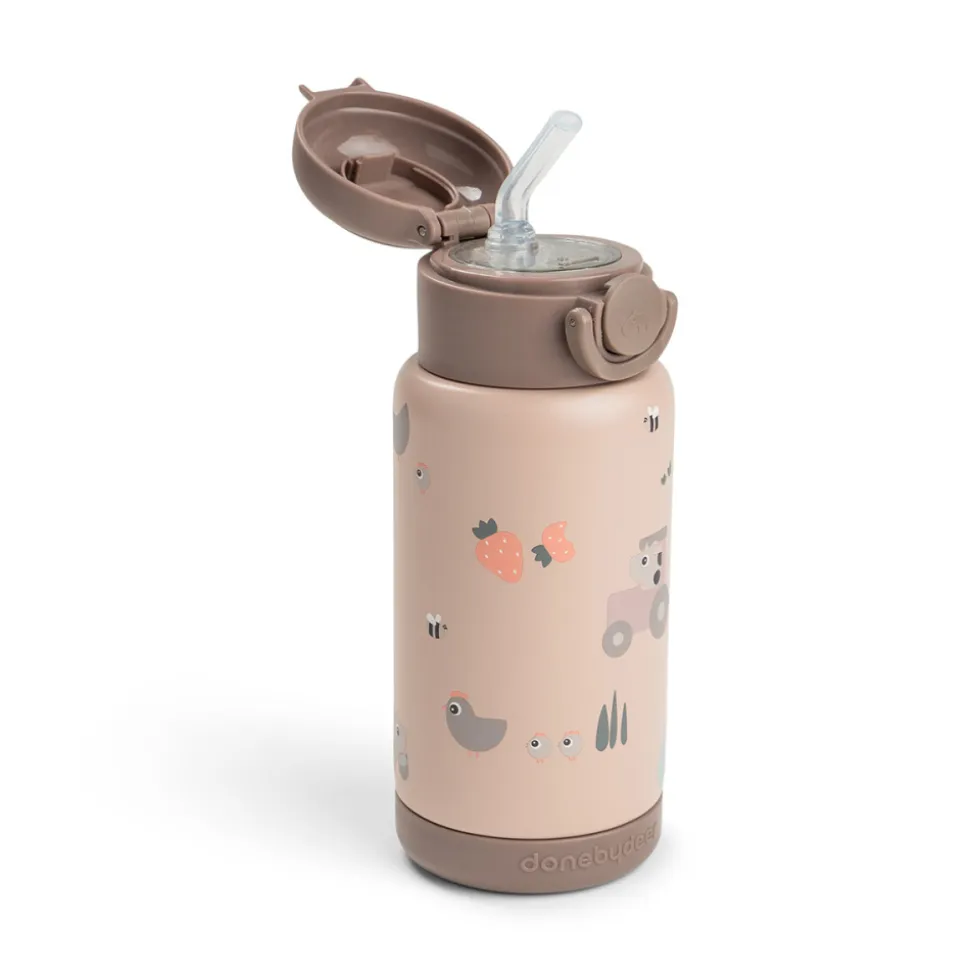 Gourde à paille isotherme tiny farm rose 340 ml