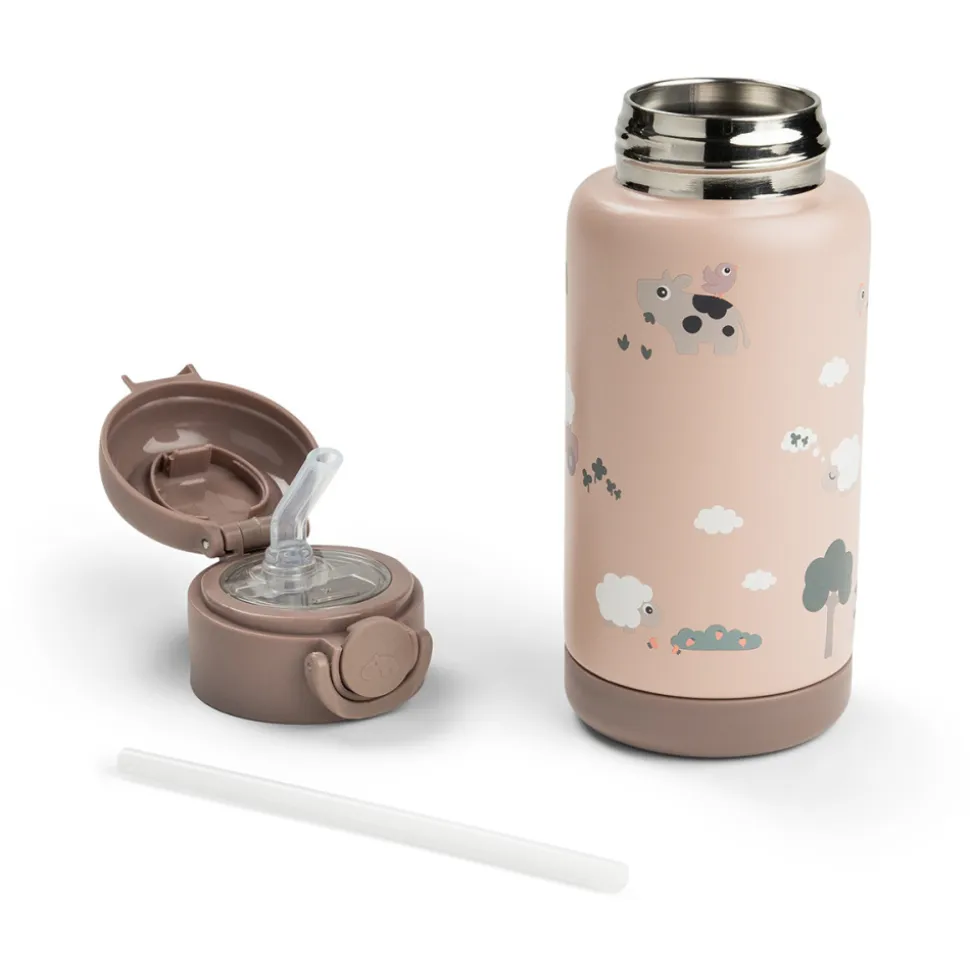 Gourde à paille isotherme tiny farm rose 340 ml