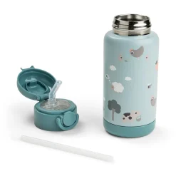 Gourde à paille isotherme tiny farm bleu 340 ml