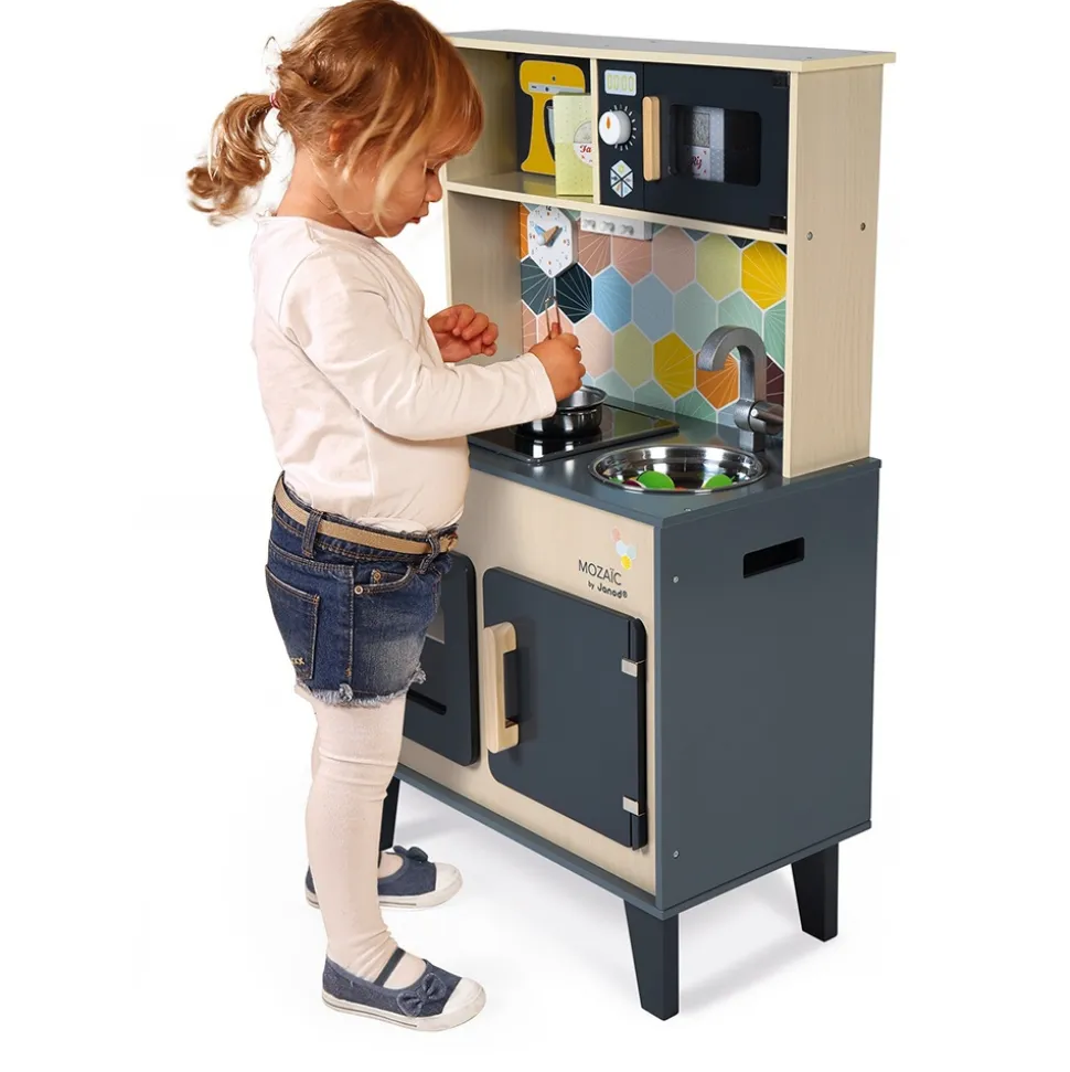 Grande cuisine enfant en bois mozaïc