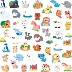 50 grandes gommettes stickers animaux