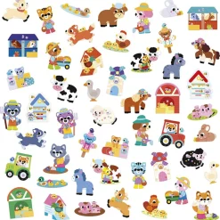 50 grandes gommettes stickers animaux de la ferme