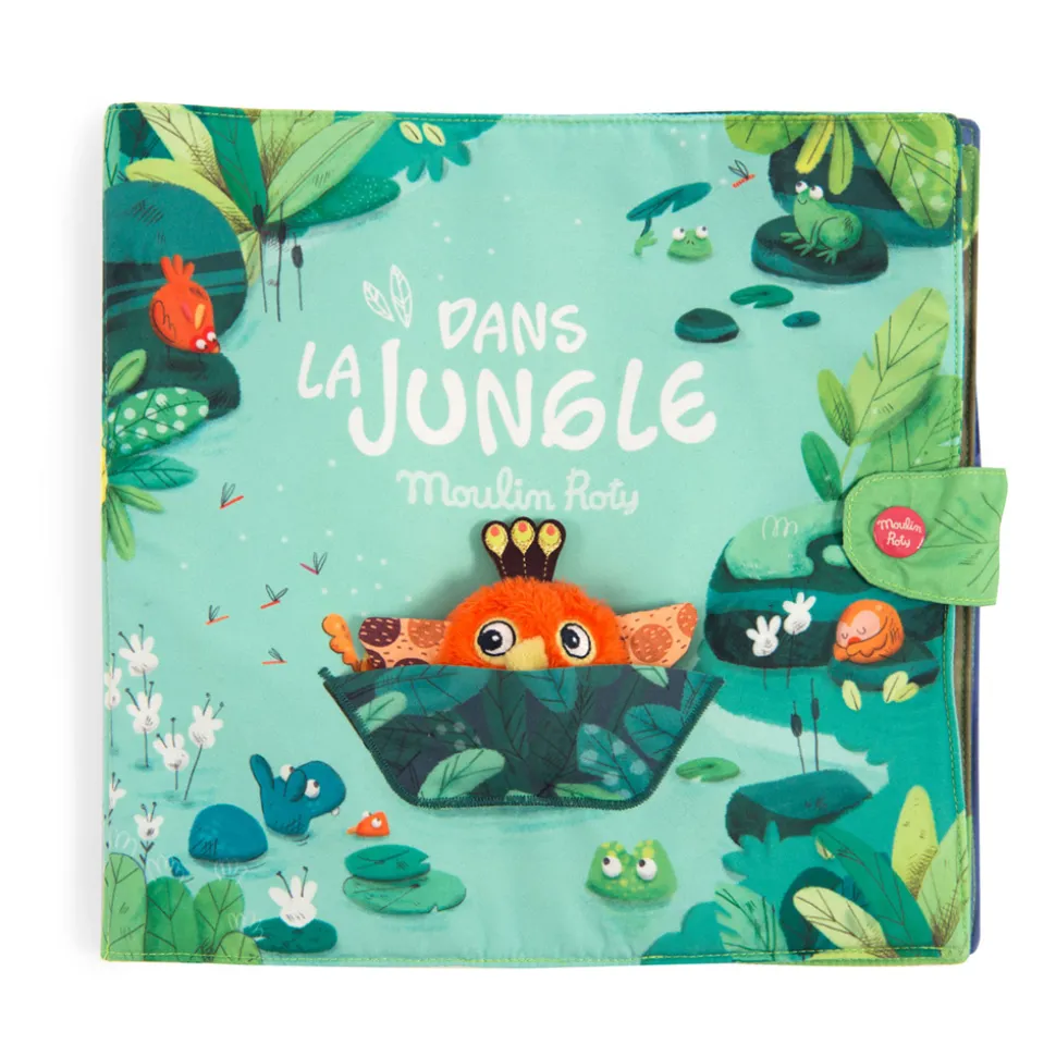 Grand livre d'éveil en tissu dans la jungle