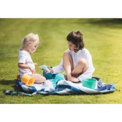 Grand sac à jouets d'extérieur / tapis de jeu 2 en 1 stripes blue