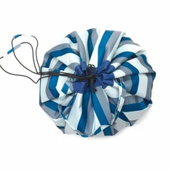 Grand sac à jouets d'extérieur / tapis de jeu 2 en 1 stripes blue