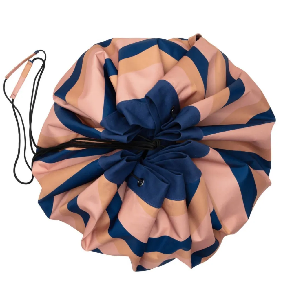 Grand sac à jouets d'extérieur / tapis de jeu 2 en 1 mokka stripes