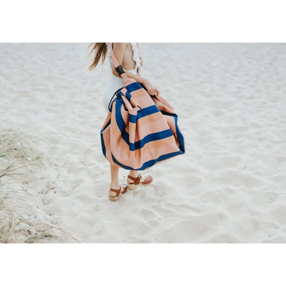 Grand sac à jouets d'extérieur / tapis de jeu 2 en 1 mokka stripes